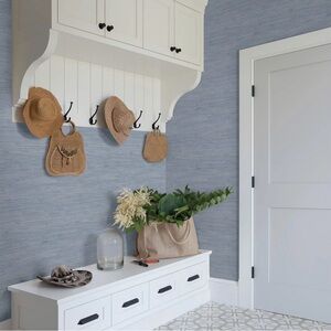 Chesapeake Blue Faux Grasscloth Wallpaper